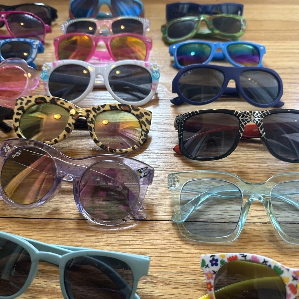 Lot Of 40 Mixed KIDS Sunglasses MultiColor & Styles: Wayfarer-Wrap-Round-Square